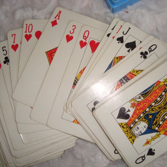 Vintage Hallmark 'Patchwork' Playing Cards Double Set Hard Plastic Case - Picture 2 of 4